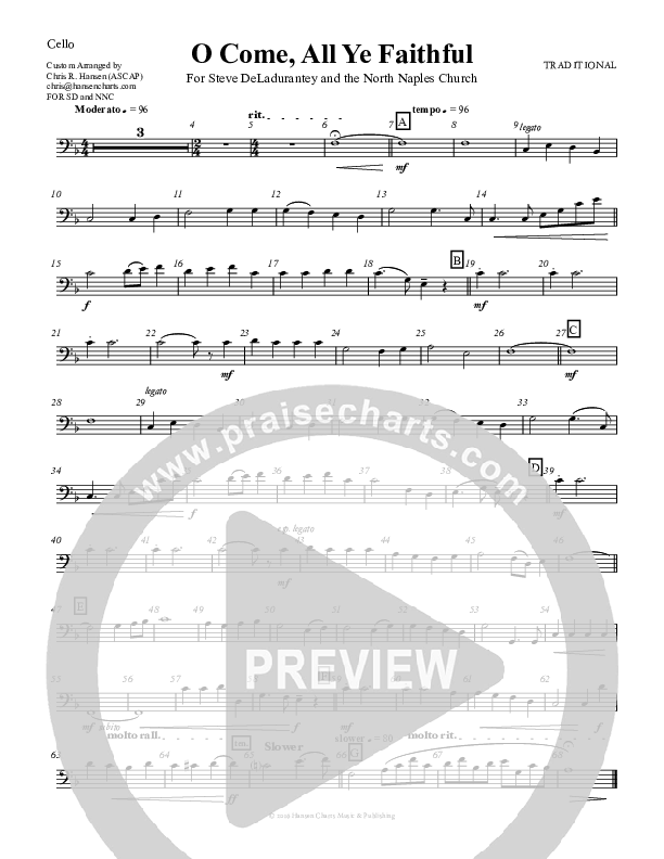 O Come All Ye Faithful Cello (Chris Hansen)