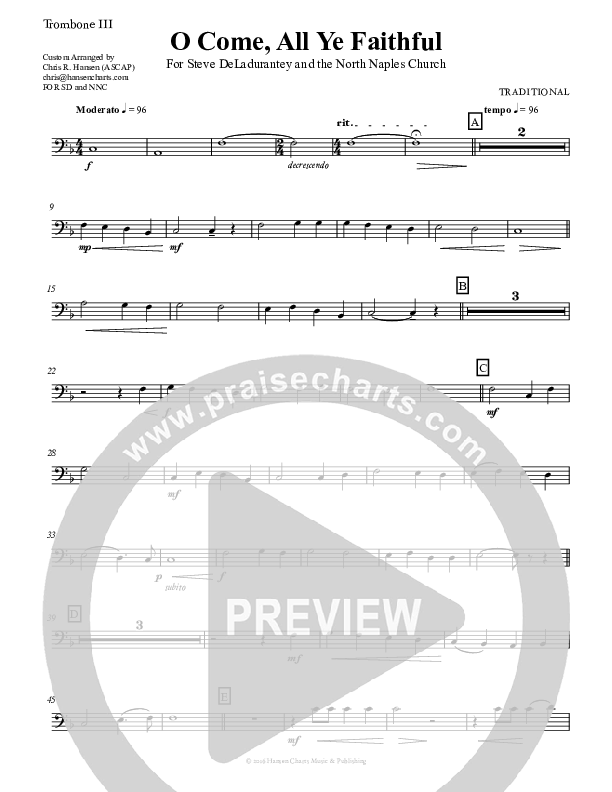 O Come All Ye Faithful Trombone 3 (Chris Hansen)