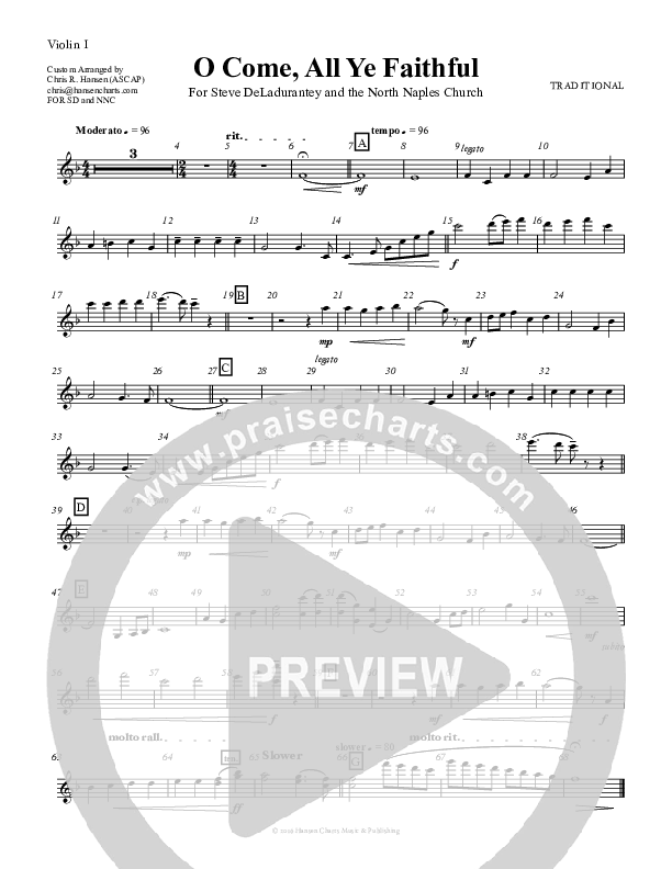 O Come All Ye Faithful Violin 1 (Chris Hansen)