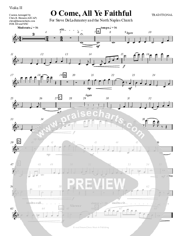 O Come All Ye Faithful Violin 2 (Chris Hansen)