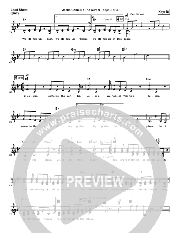 Jesus Come Be The Center Lead Sheet (SAT) (Meredith Mauldin / UPPERROOM)