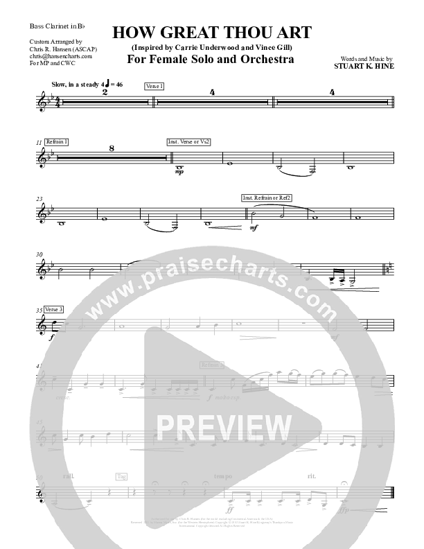 How Great Thou Art Bass Clarinet (Chris Hansen)