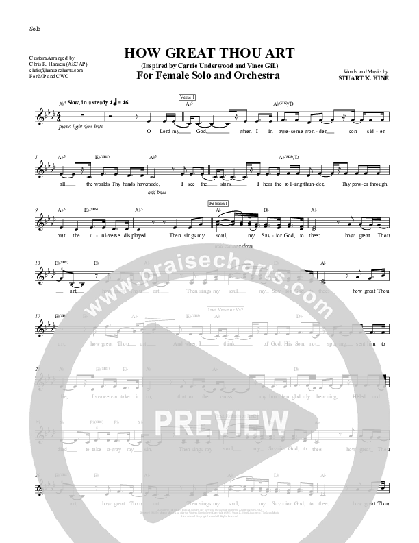 How Great Thou Art Female Solo (Chris Hansen)