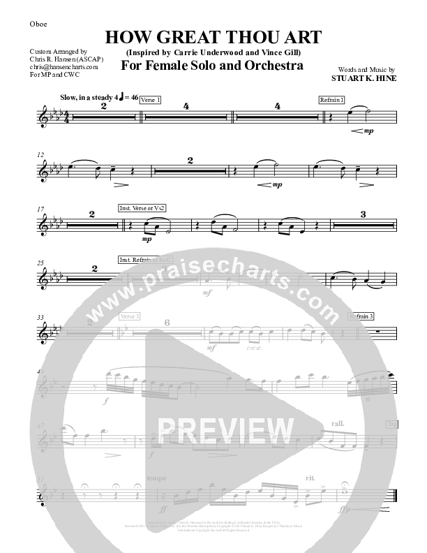 How Great Thou Art Oboe Sheet Music PDF (Chris Hansen) PraiseCharts