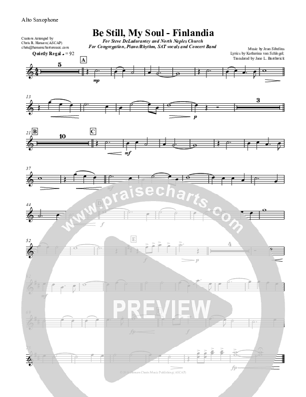 Be Still My Soul (Finlandia) Alto Sax (Chris Hansen)