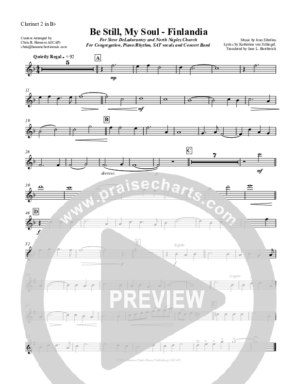 Be Still My Soul (Finlandia) Clarinet (Chris Hansen)