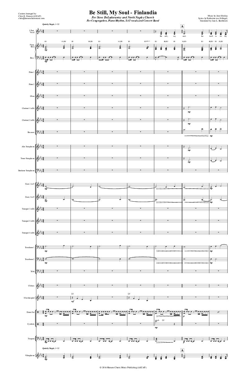 Be Still My Soul (Finlandia) Conductor's Score (Chris Hansen)