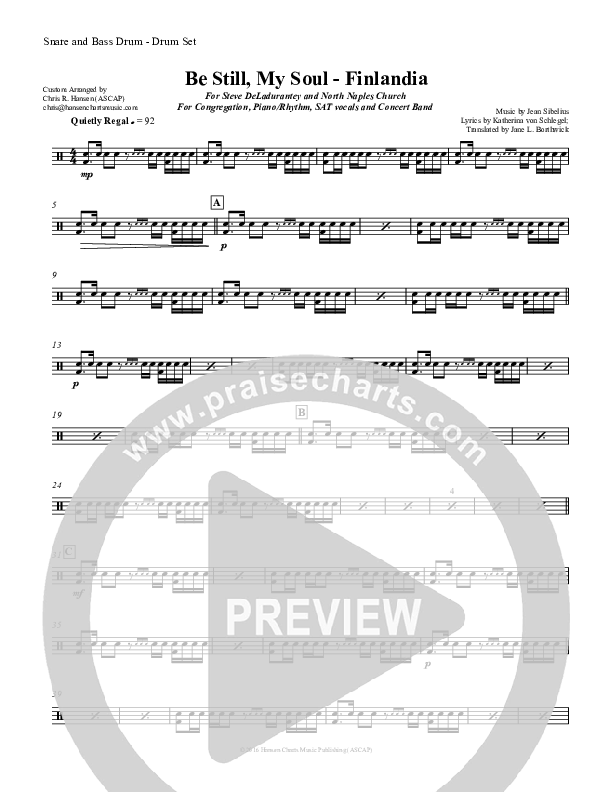 Be Still My Soul (Finlandia) Drum Set (Chris Hansen)