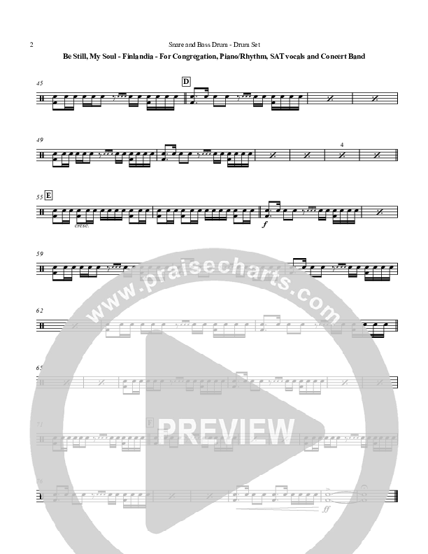 Be Still My Soul (Finlandia) Drum Set (Chris Hansen)