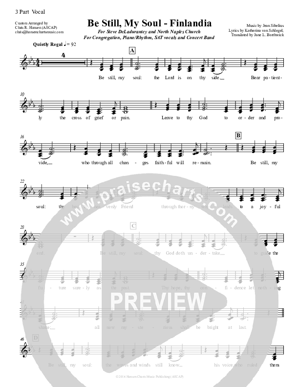 Be Still My Soul (Finlandia) Piano Sheet (Chris Hansen)