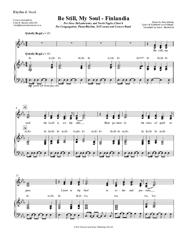 Be Still My Soul (Finlandia) Rhythm/Vocal (Chris Hansen)