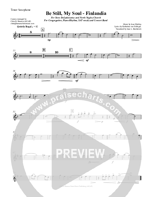 Be Still My Soul (Finlandia) Tenor Sax 2 (Chris Hansen)