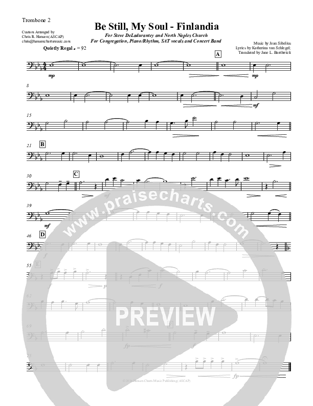 Be Still My Soul (Finlandia) Trombone 2 (Chris Hansen)