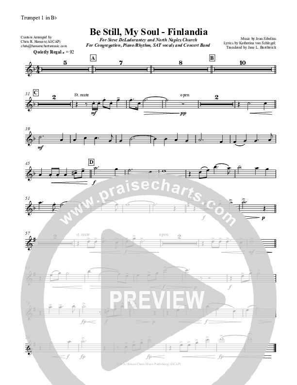 Be Still My Soul (Finlandia) Trumpet 1 (Chris Hansen)
