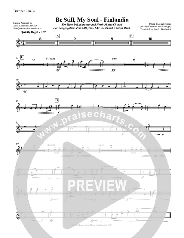 Be Still My Soul (Finlandia) Trumpet 2 (Chris Hansen)