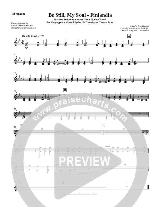 Be Still My Soul (Finlandia) Vibraphone (Chris Hansen)
