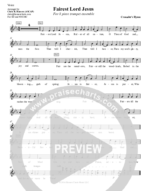 Fairest Lord Jesus Lead Sheet (Chris Hansen)