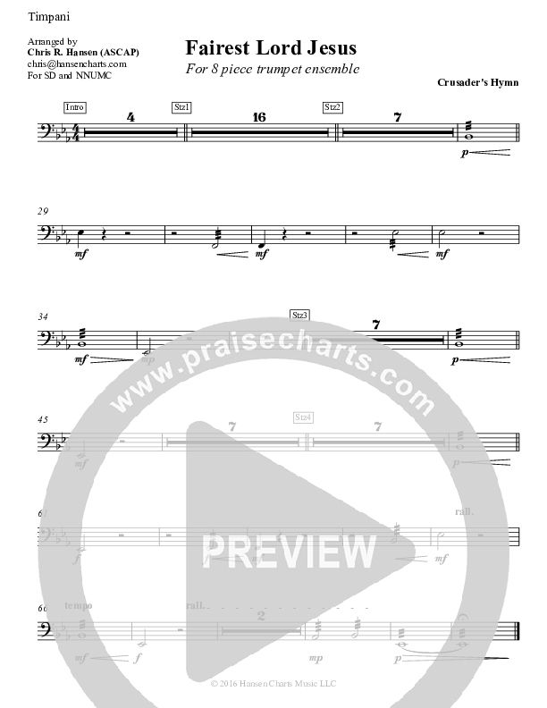 Fairest Lord Jesus Timpani (Chris Hansen)