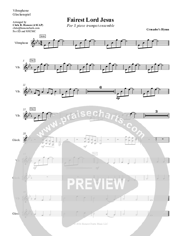 Fairest Lord Jesus Vibraphone/Glockenspiel (Chris Hansen)