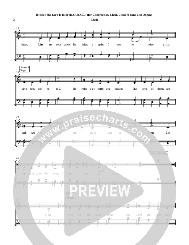 Rejoice The Lord Is King Choir Sheet (Chris Hansen)