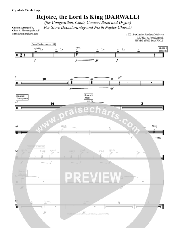 Rejoice The Lord Is King Cymbals (Chris Hansen)