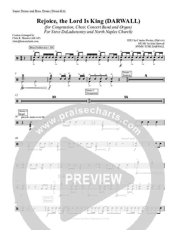 Rejoice The Lord Is King Drum Set (Chris Hansen)