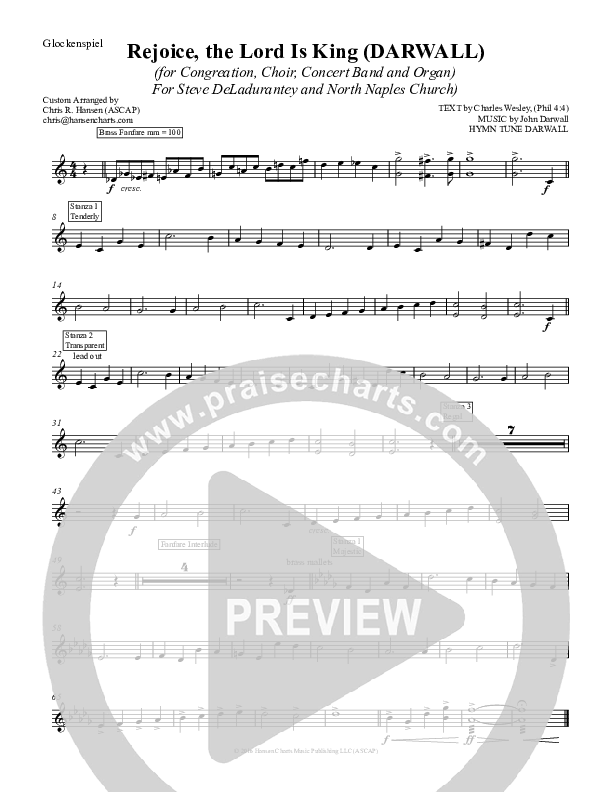 Rejoice The Lord Is King Glockenspiel (Chris Hansen)