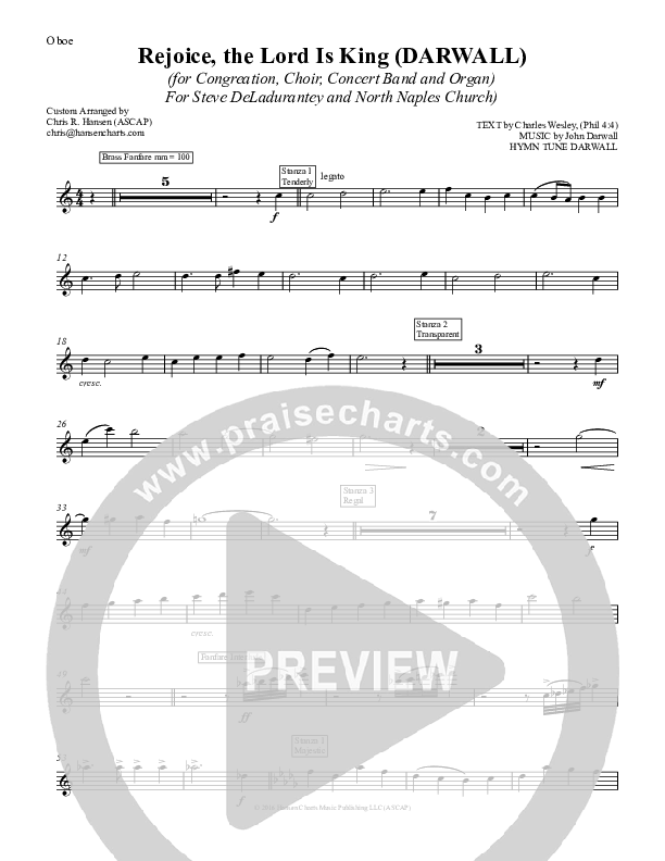 Rejoice The Lord Is King Oboe (Chris Hansen)