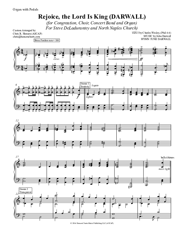 Rejoice The Lord Is King Organ (Chris Hansen)