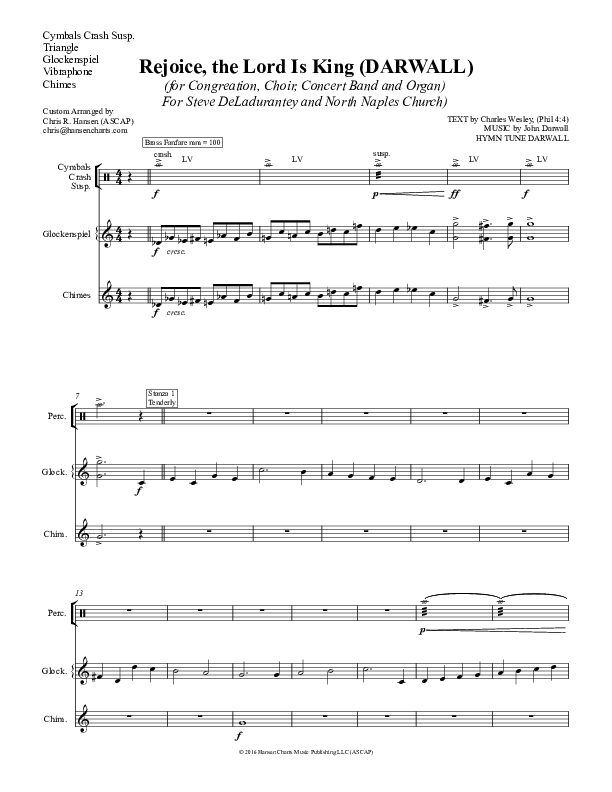 Rejoice The Lord Is King Percussion (Chris Hansen)