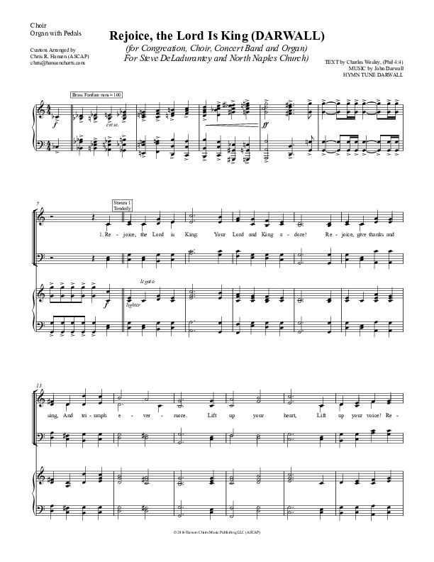 Rejoice The Lord Is King Piano/Vocal (Chris Hansen)
