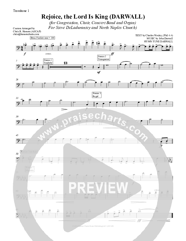 Rejoice The Lord Is King Trombone 1 (Chris Hansen)