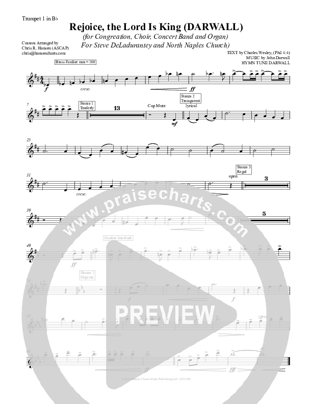 Rejoice The Lord Is King Trumpet 1 (Chris Hansen)