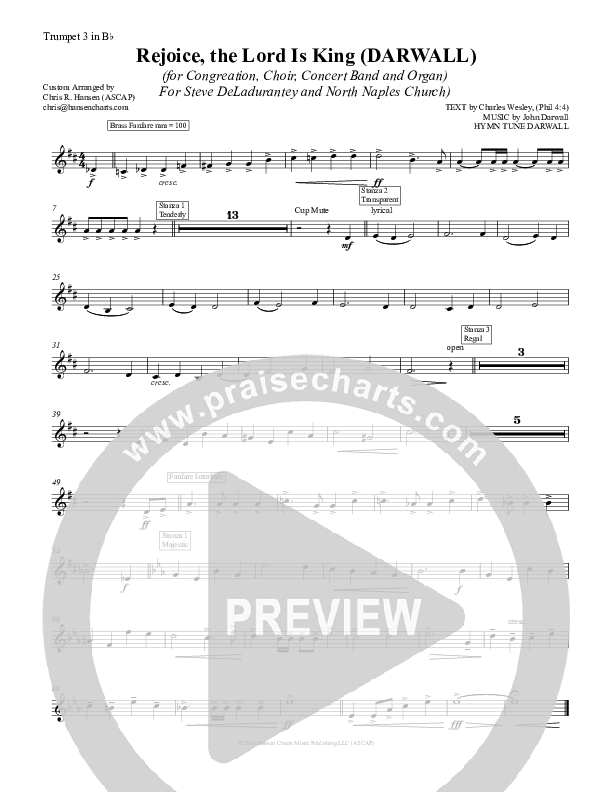 Rejoice The Lord Is King Trumpet 3 (Chris Hansen)
