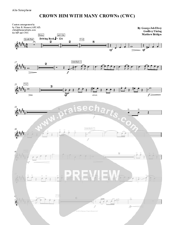 Crown Him With Many Crowns Alto Sax (Chris Hansen)