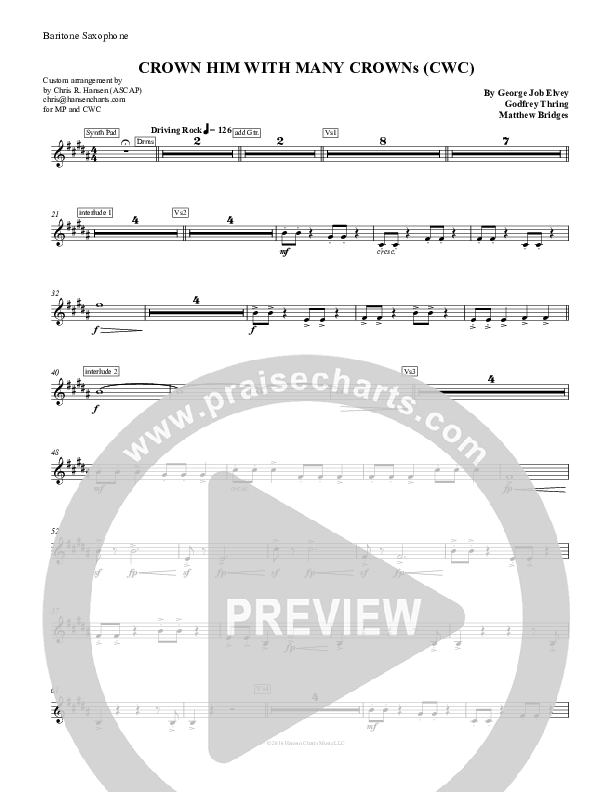 Crown Him With Many Crowns Bari Sax (Chris Hansen)