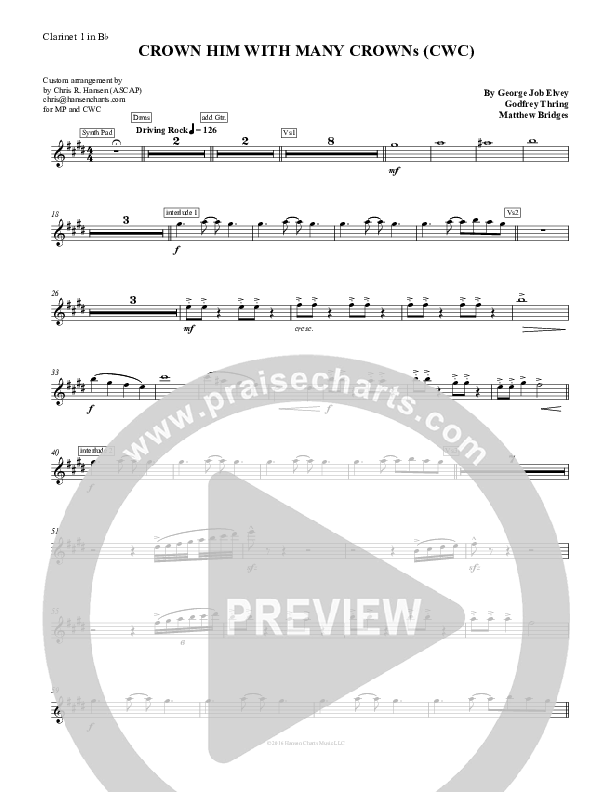 Crown Him With Many Crowns Clarinet (Chris Hansen)