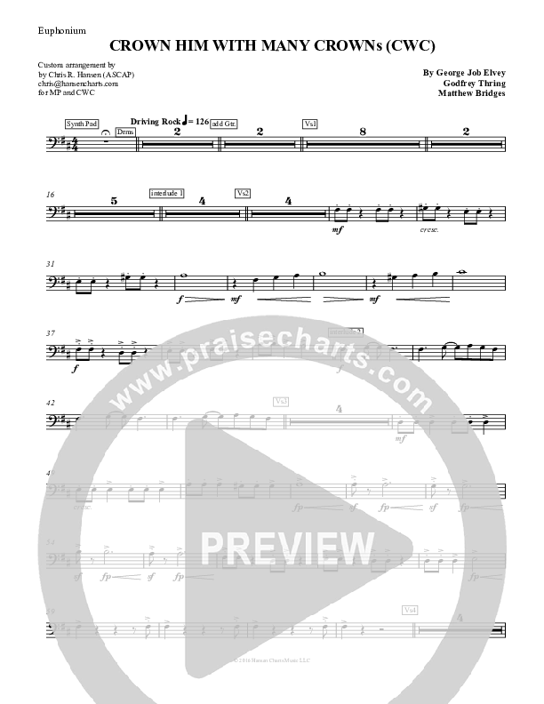 Crown Him With Many Crowns Euphonium (Chris Hansen)
