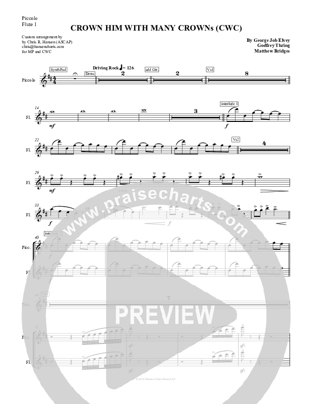 Crown Him With Many Crowns Flute/Piccolo (Chris Hansen)