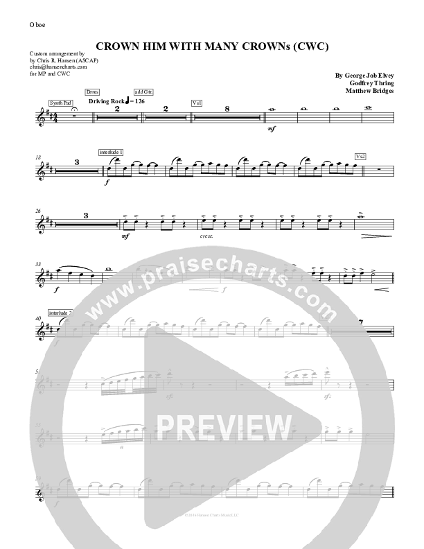 Crown Him With Many Crowns Oboe (Chris Hansen)