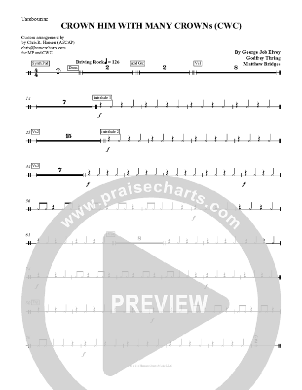 Crown Him With Many Crowns Tambourine (Chris Hansen)