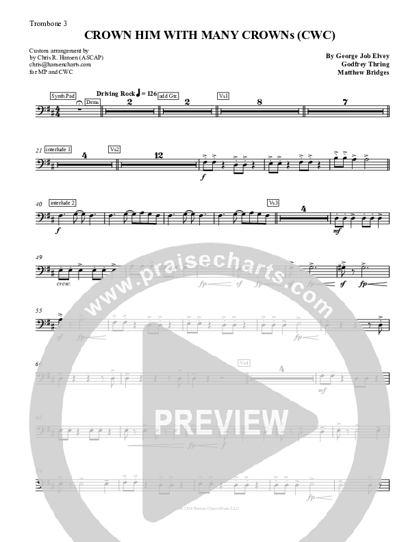 Crown Him With Many Crowns Trombone 3 (Chris Hansen)