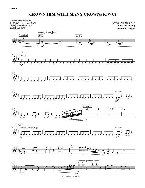 Crown Him With Many Crowns Violin 1 (Chris Hansen)
