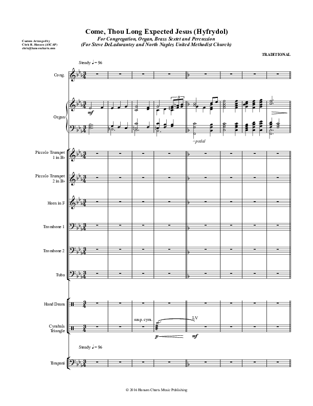 Come Thou Long Expected Jesus Conductor's Score (Chris Hansen)