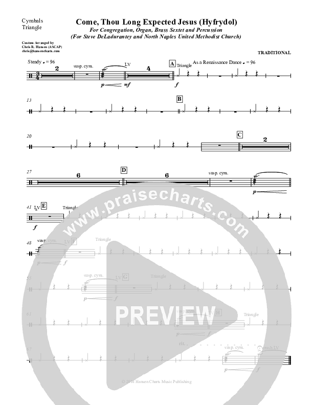 Come Thou Long Expected Jesus Cymbals (Chris Hansen)