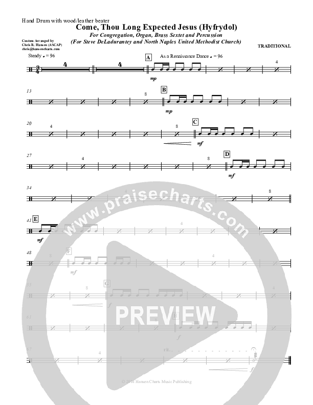 Come Thou Long Expected Jesus Drum Set (Chris Hansen)