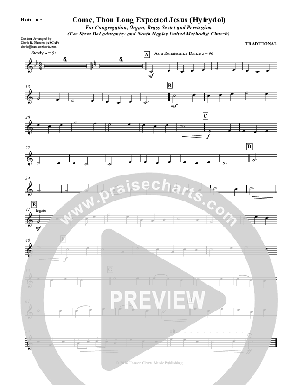 Come Thou Long Expected Jesus French Horn (Chris Hansen)