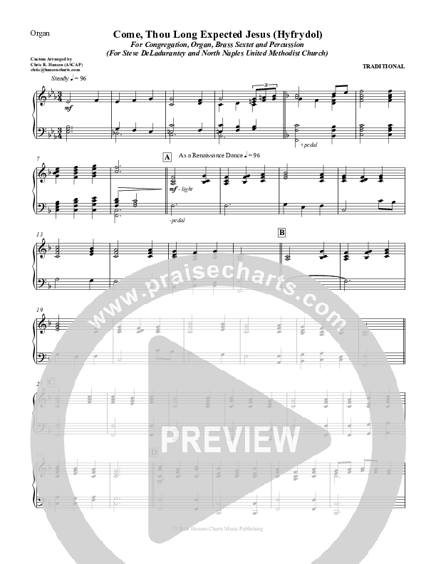 Come Thou Long Expected Jesus Lead Sheet (Chris Hansen)