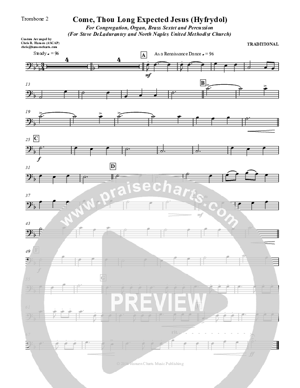 Come Thou Long Expected Jesus Trombone 2 (Chris Hansen)