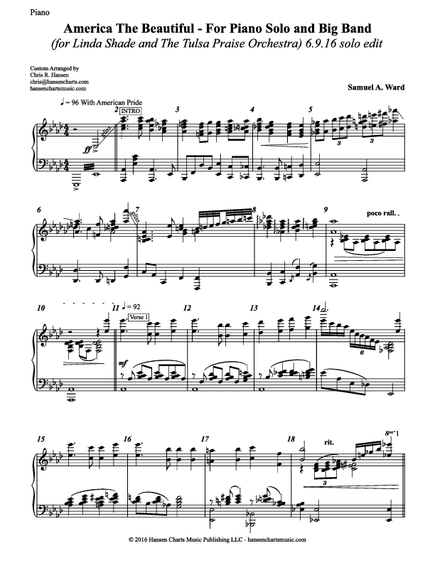 America The Beautiful Piano Sheet (Chris Hansen)